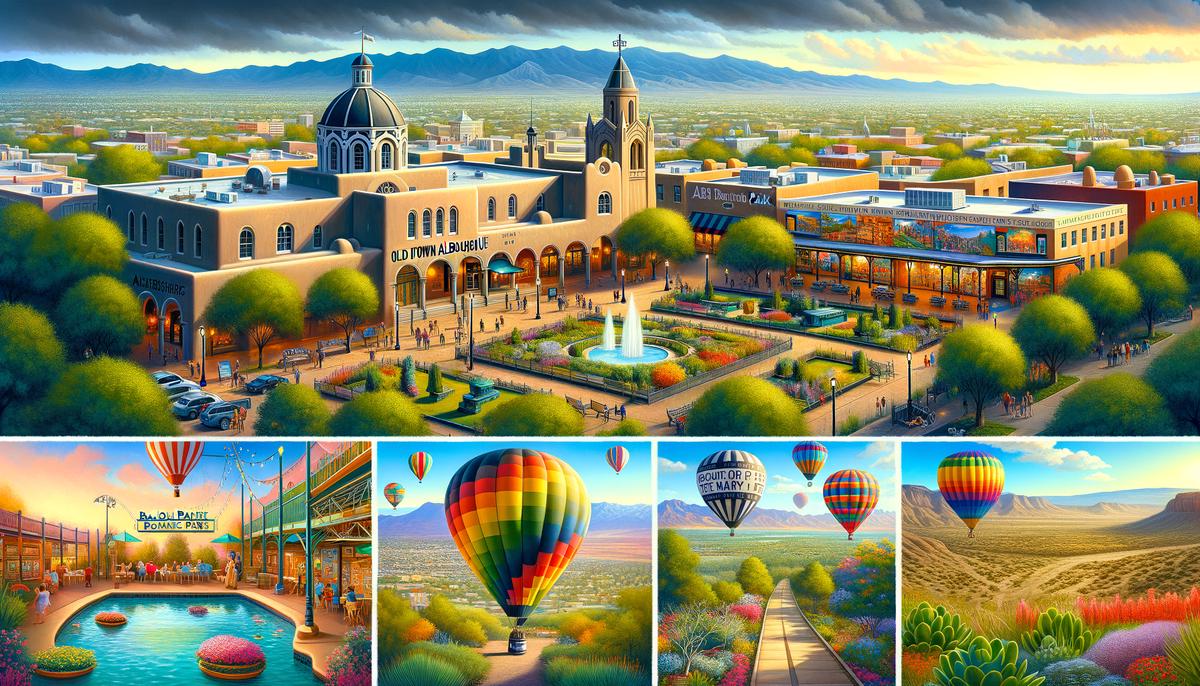 A collage of popular birthday party photo locations in Albuquerque