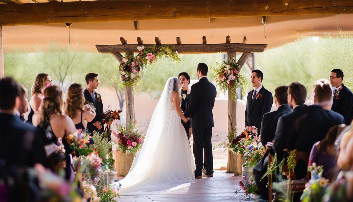 A professional event photographer capturing a wedding ceremony in a beautiful Albuquerque venue