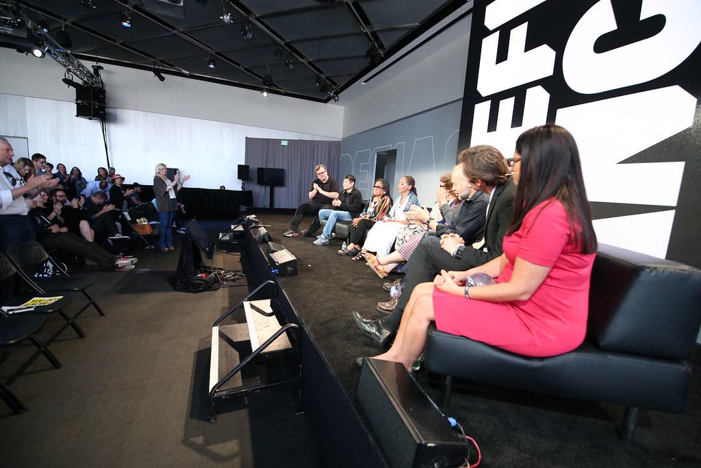 A collage showing various angles used in panel discussion photography, including wide shots, side angles, and close-ups