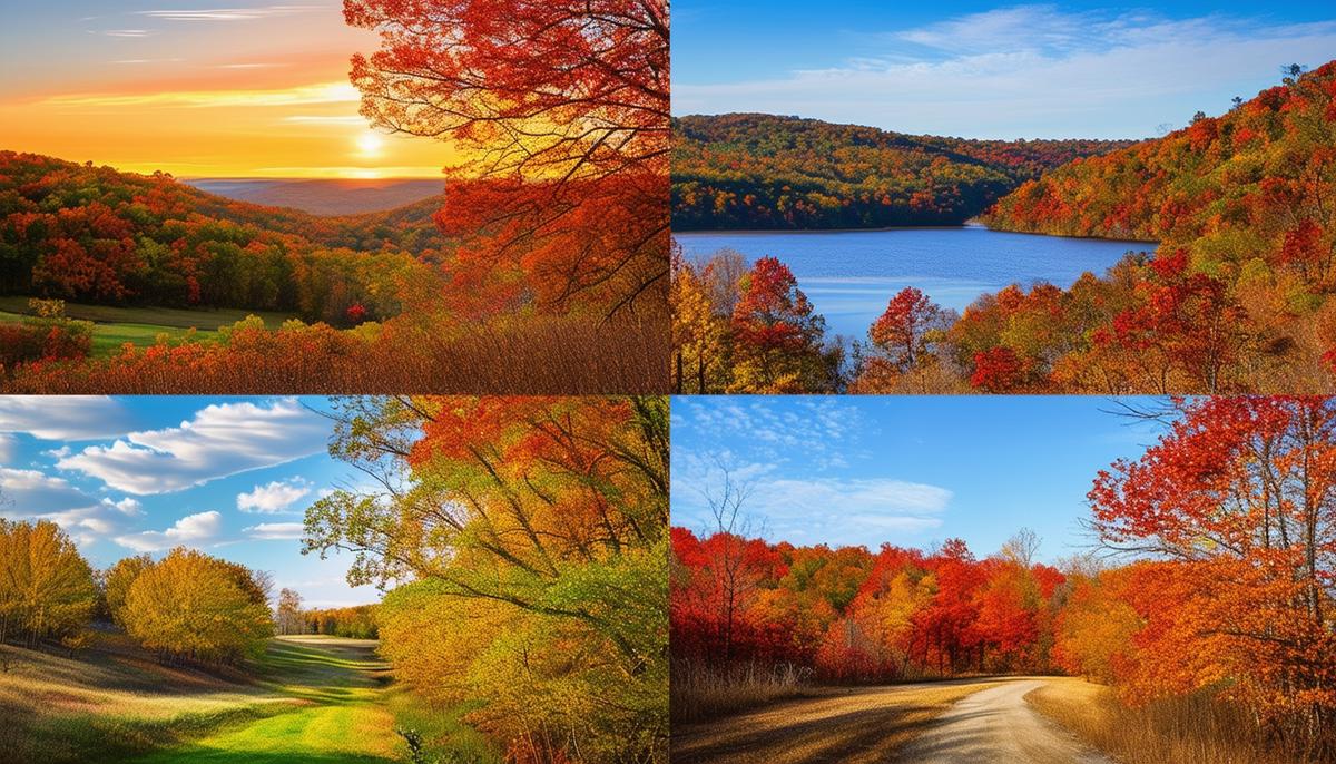Collage of Arkansas landscapes showcasing all four seasons