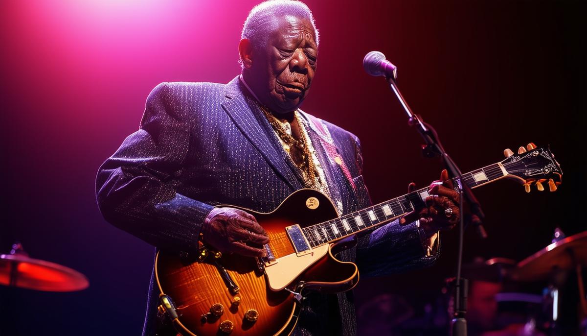 Art Meripol's iconic backlit photograph of B.B. King performing on stage