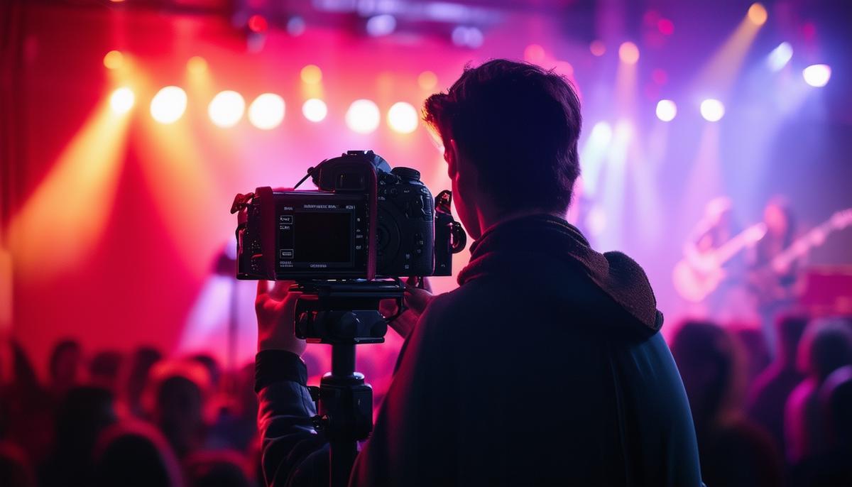 An aspiring concert photographer preparing to shoot at a small local venue