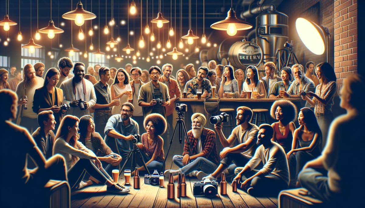 Photographers socializing at a Beers and Cameras meetup in a local brewery