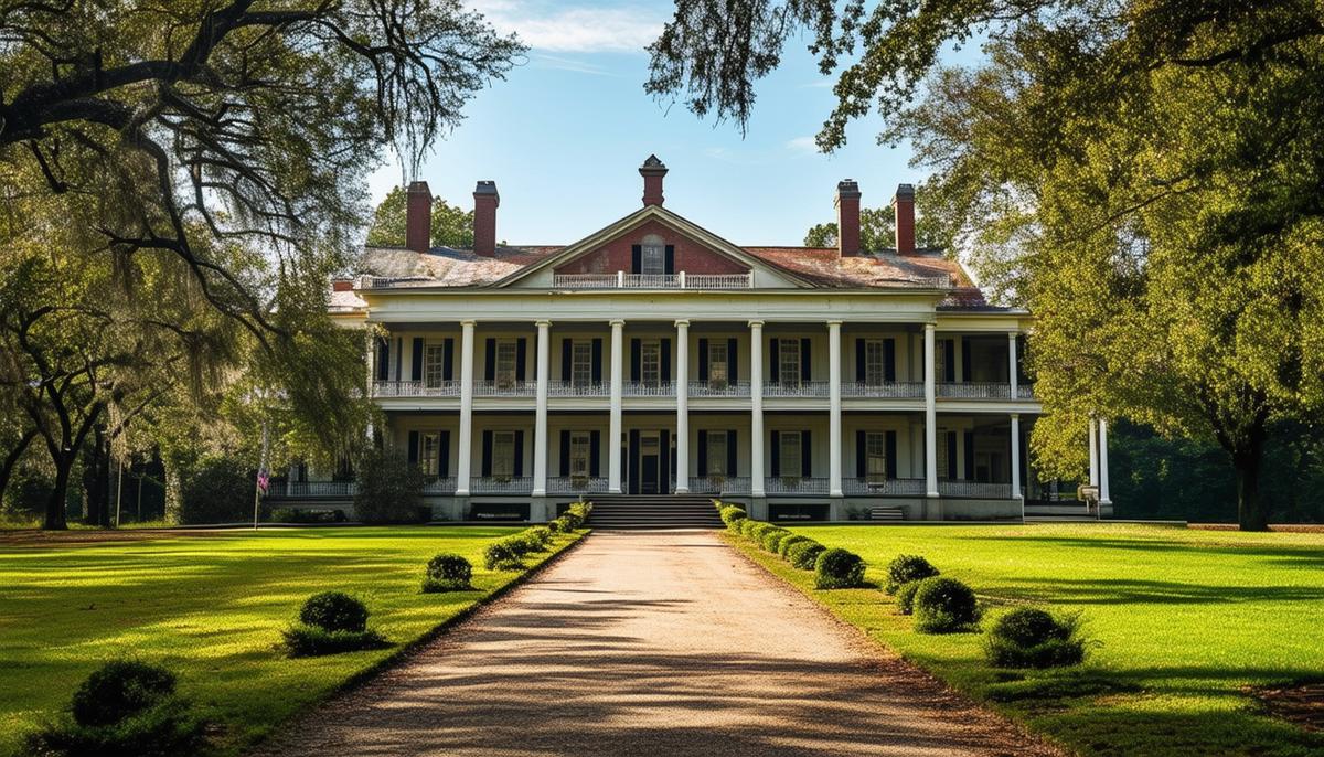 A view of the grand mansion and sprawling grounds of Belle Meade Plantation in Nashville