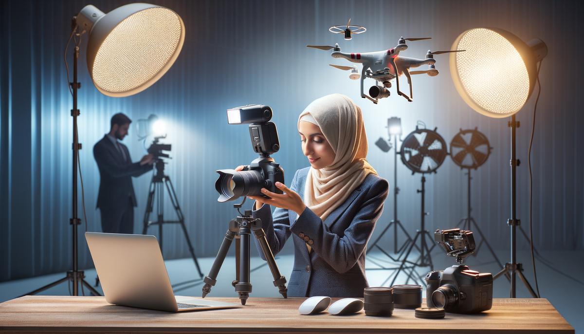 A local Bentonville photographer capturing a corporate event with various photography equipment