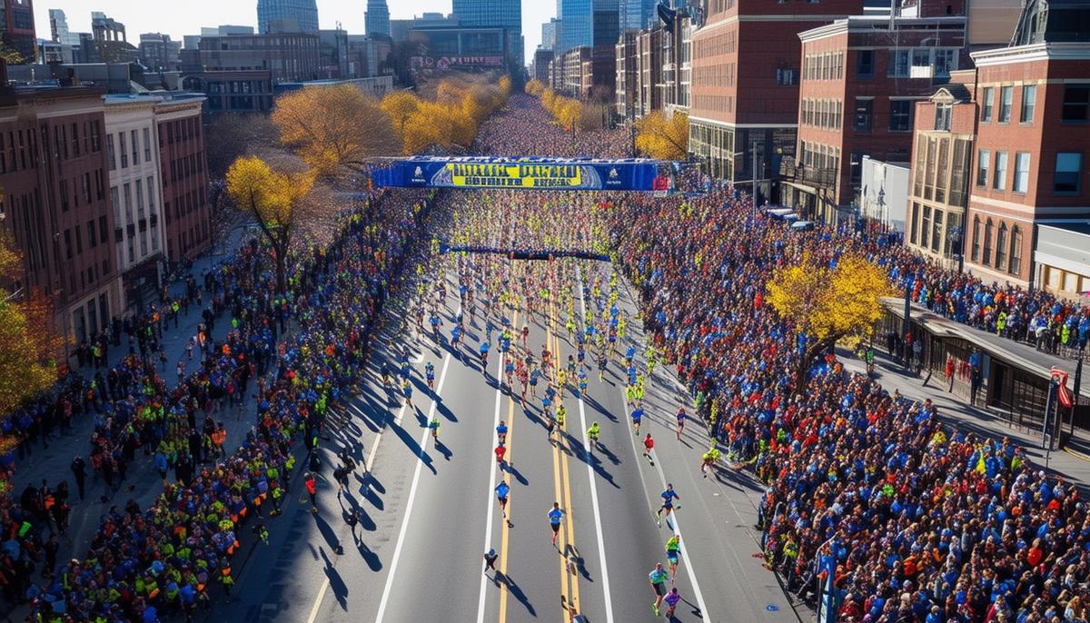 boston marathon finish line aerial view