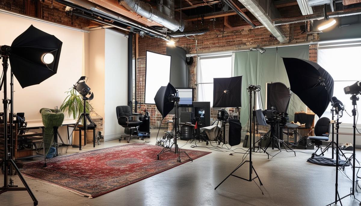 A montage of Boston's top photography studios, showcasing their unique features and spaces