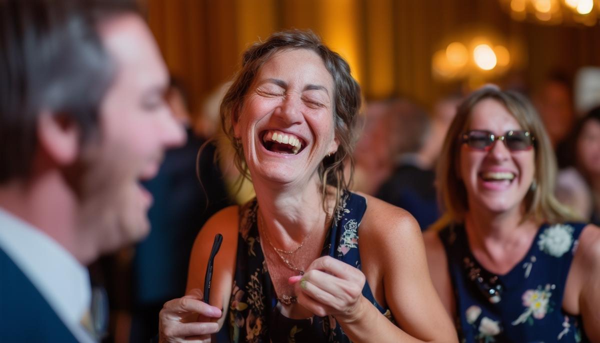 A photographer capturing a candid moment of laughter at a Boston charity event
