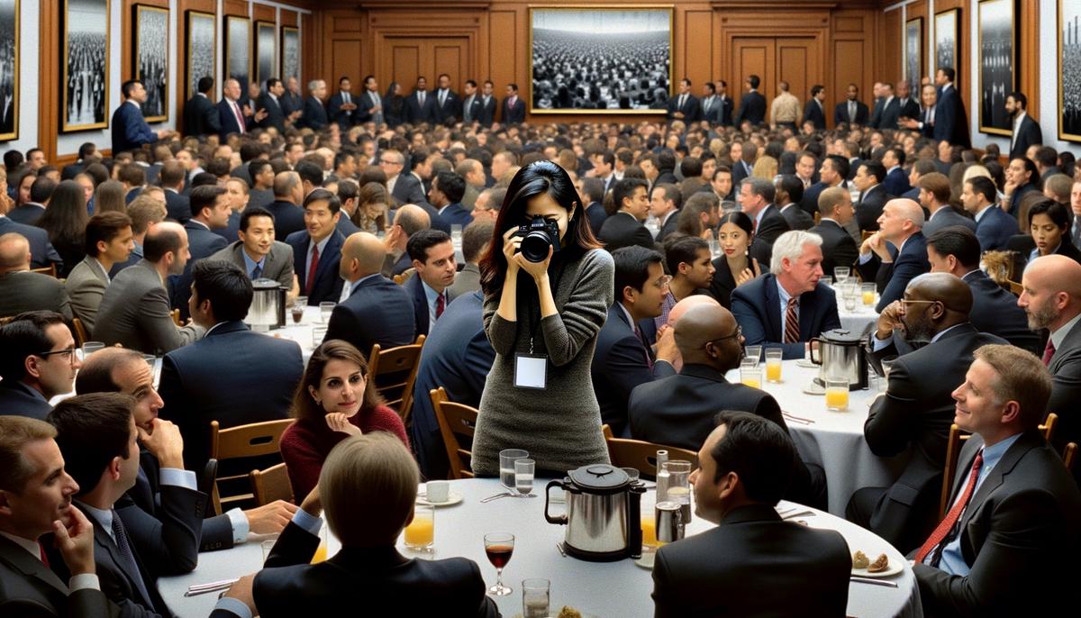 A photographer capturing candid moments at a Boston University corporate event