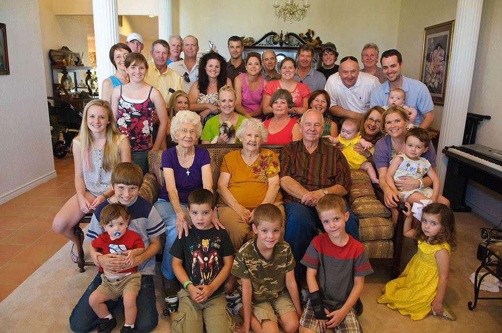 A candid family photograph capturing a moment of genuine joy and connection between family members