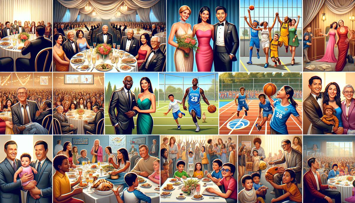A collage of charity event photographs showing diverse events and people