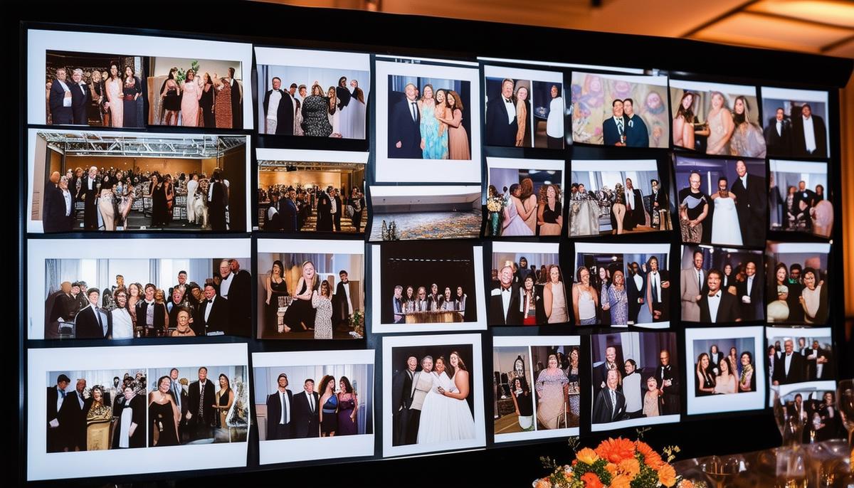 A display of professional photos at the Fogarty Foundation Gala in Boston