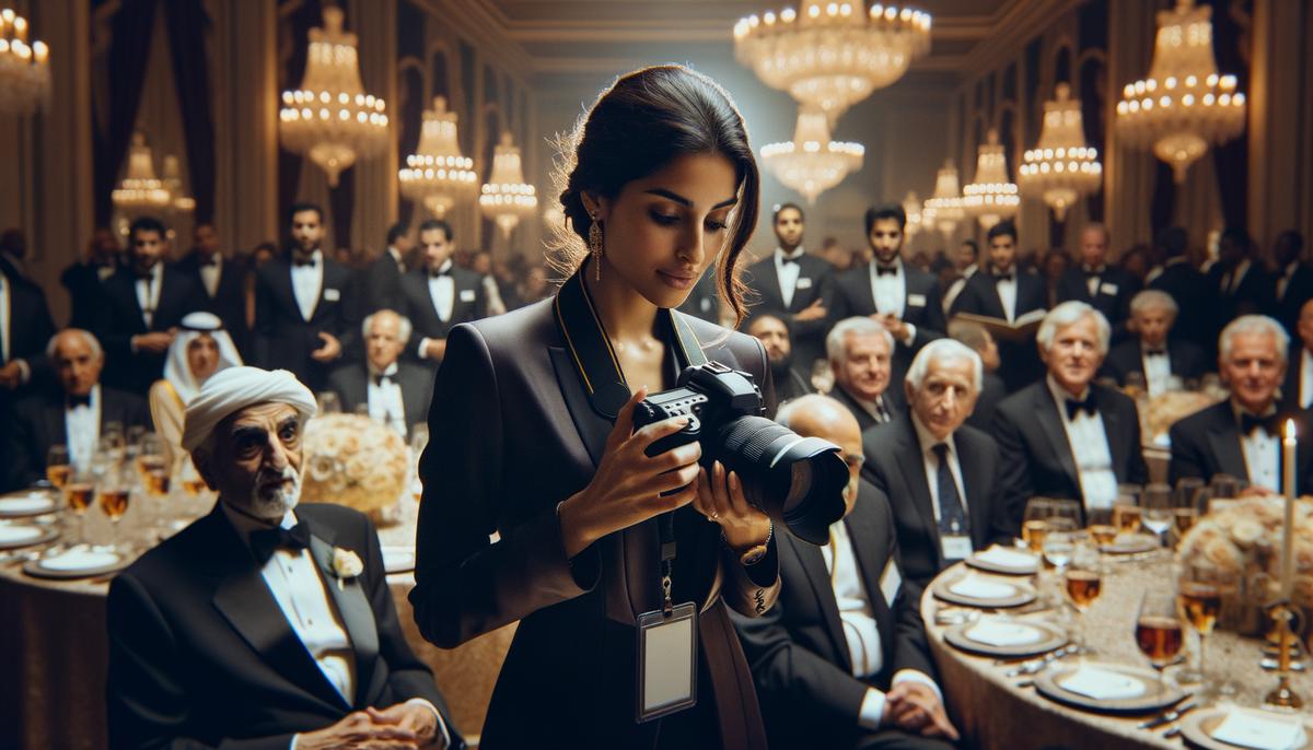 A professional photographer from a top Chicago non-profit photography company in action at a fundraising gala