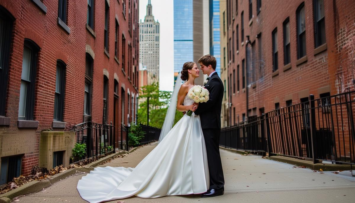 A wedding photographer working in a unique urban Chicago setting