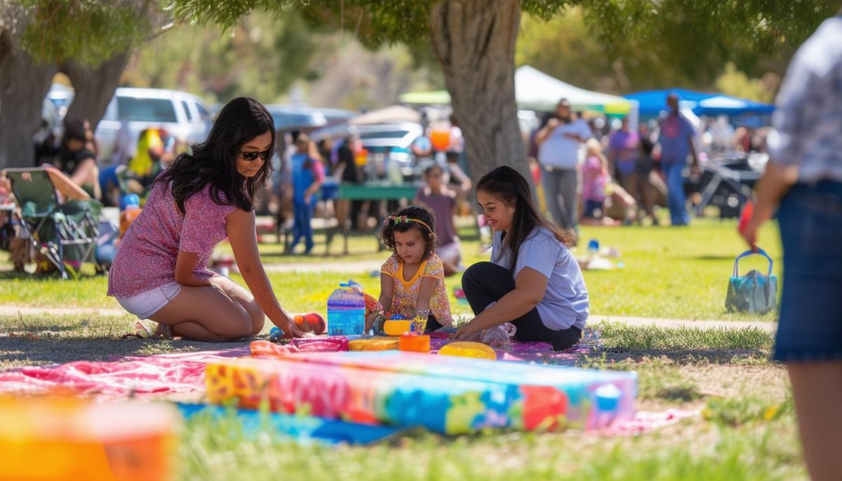 Families enjoying various activities at the Clairemont Family Day event in South Clairemont Park