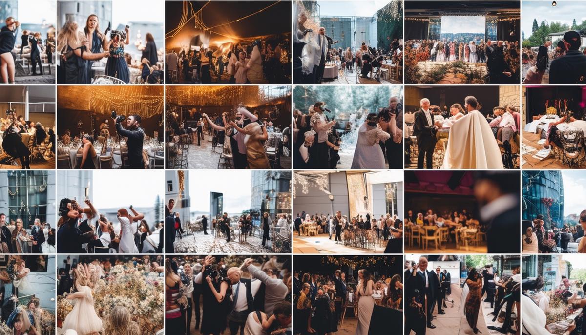 A collage showing different types of events being photographed