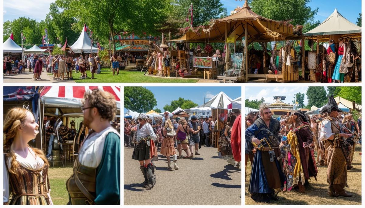 A collage showing scenes from the Minnesota Renaissance Festival, Edina Art Fair, and Clearwater Heritage Festival