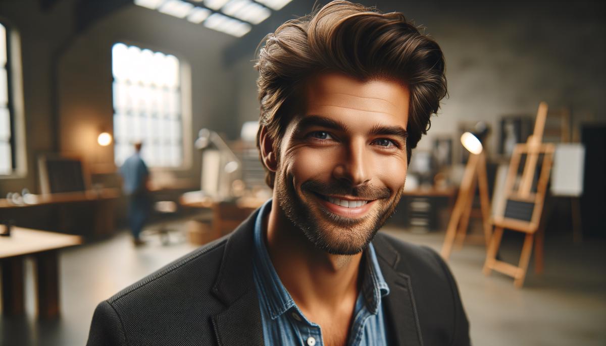 A professional headshot of Colt Melrose, a renowned Houston portrait photographer. He has a friendly smile and confident demeanor, with a backdrop that suggests a creative studio environment.