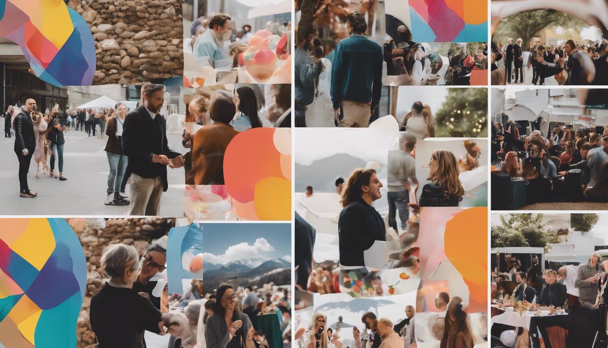 A collage or grid of carefully selected event photographs that together tell a compelling story of the event's success and sponsor integration