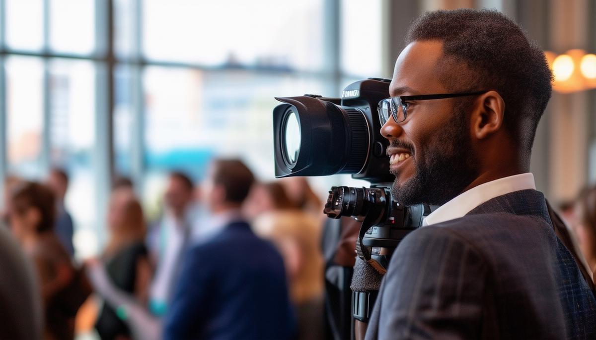 A professional photographer capturing diverse moments at a Boston conference