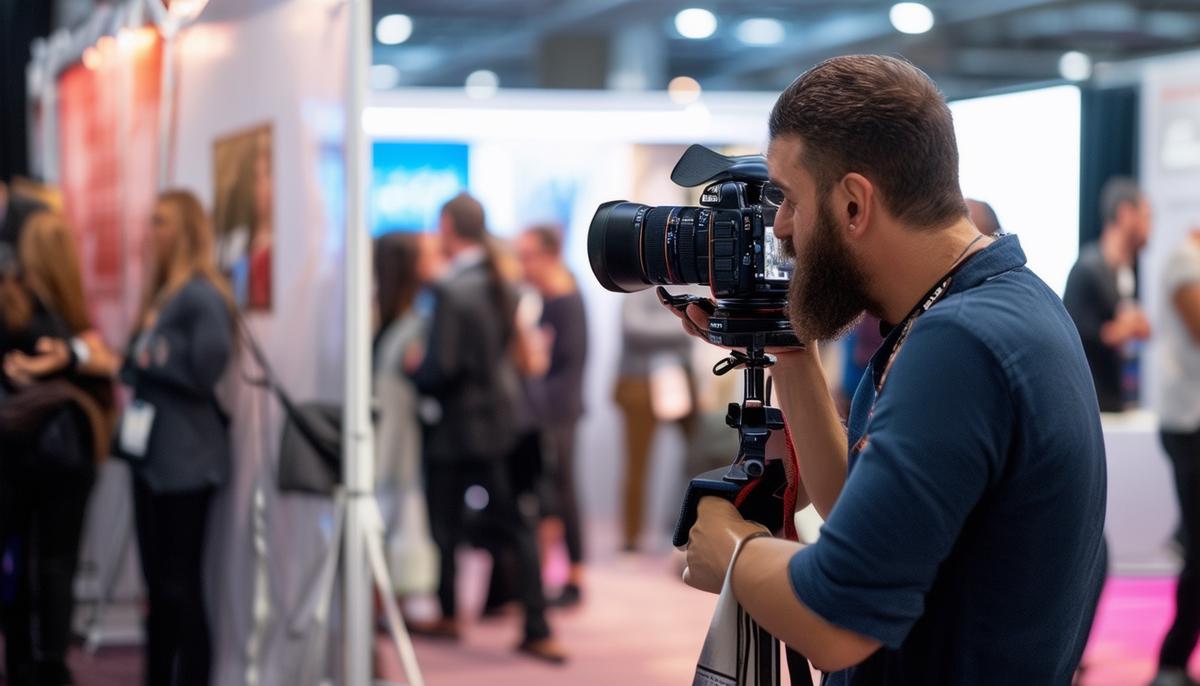 Various conference photography services including candid shots, keynote coverage, and headshot booth