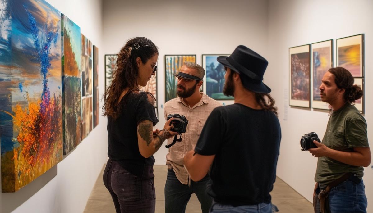 Artists collaborating in a cooperative photography gallery space in San Diego