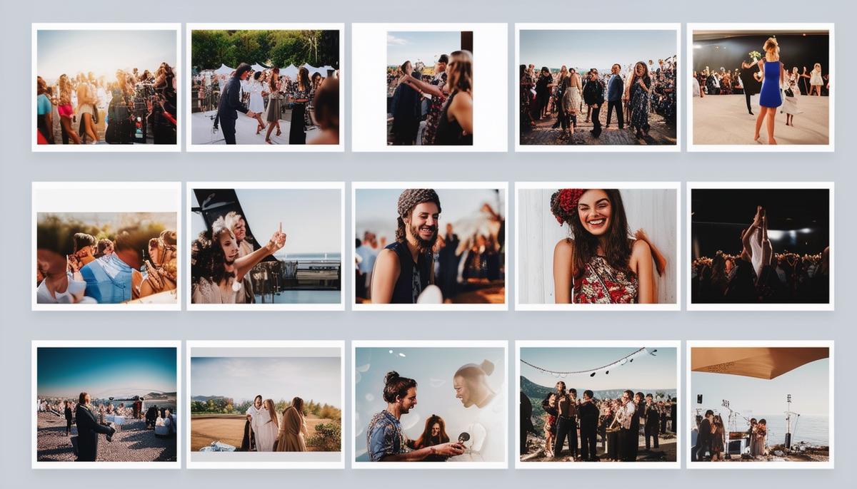 A copyright symbol superimposed on a collection of event photographs