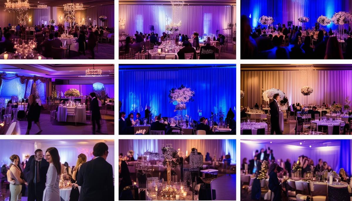 A collage of high-quality corporate event photos showcasing various moments