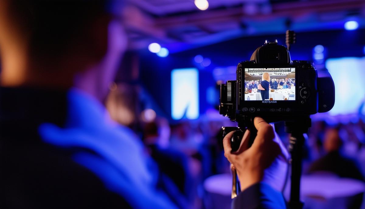 A corporate event photographer capturing a business conference in Nashville