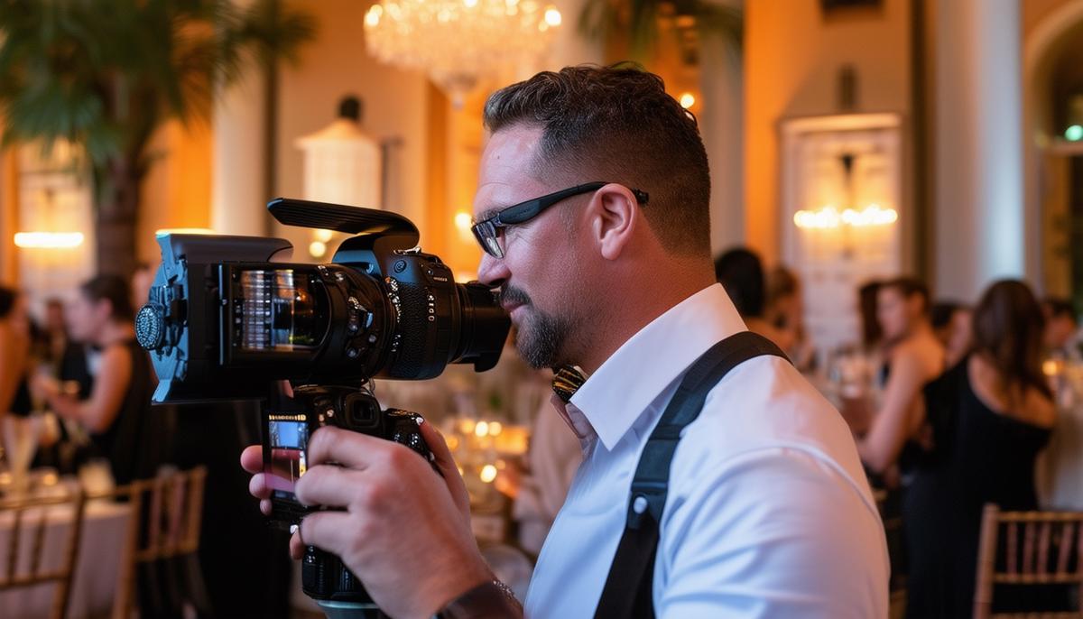 A photographer documenting a corporate event in a luxurious New Orleans venue