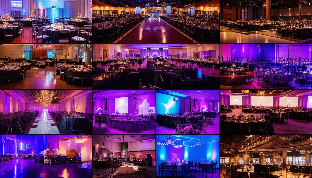 A collage of corporate event photographs from various Minneapolis venues, showcasing different events and styles