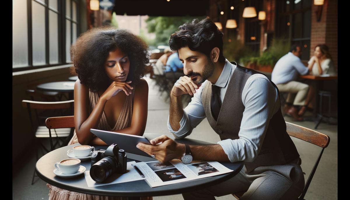A couple discussing their event photography budget with a professional photographer in Nashville