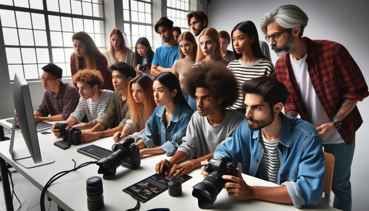 Students working in CU Denver's digital photography studio