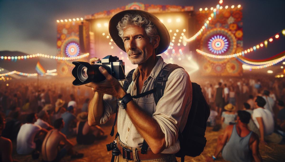 Danny Clinch, co-founder of the Sea Hear Now Festival, with a camera in hand at the event.