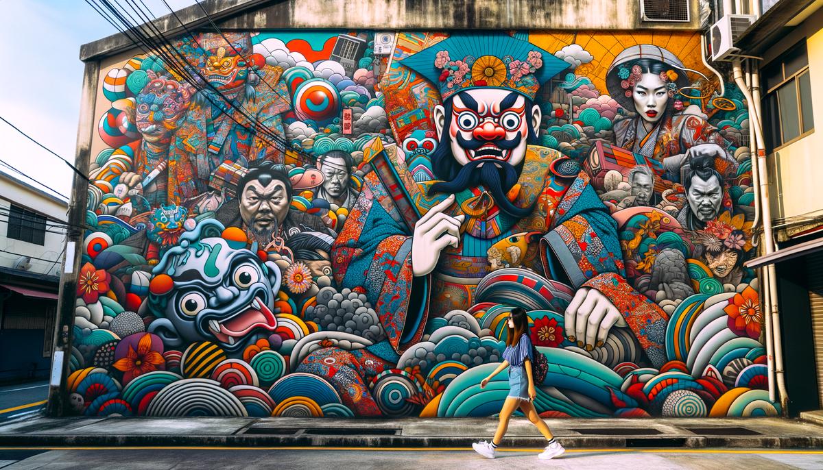 Colorful street art mural in Deep Ellum featuring vibrant characters and designs