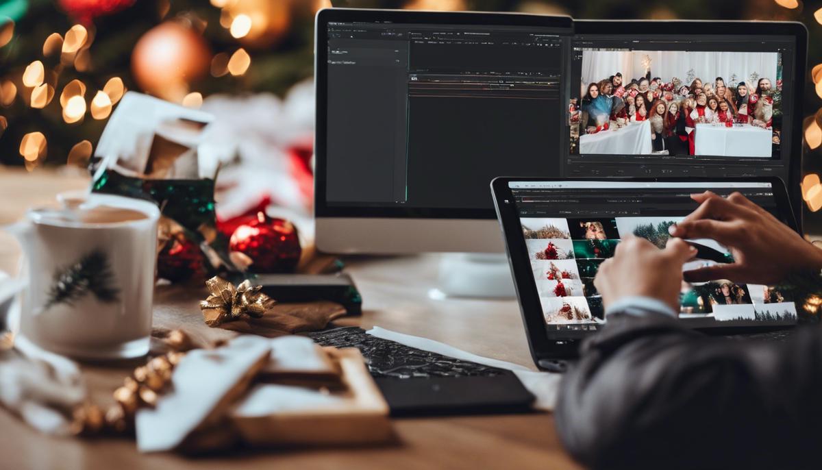 A photographer delivering edited photographs from a corporate holiday party through a streamlined online platform