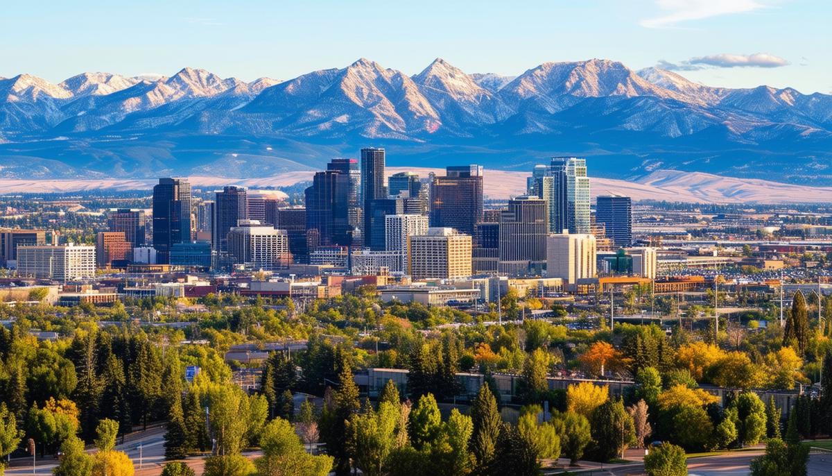 denver cityscape with mountains