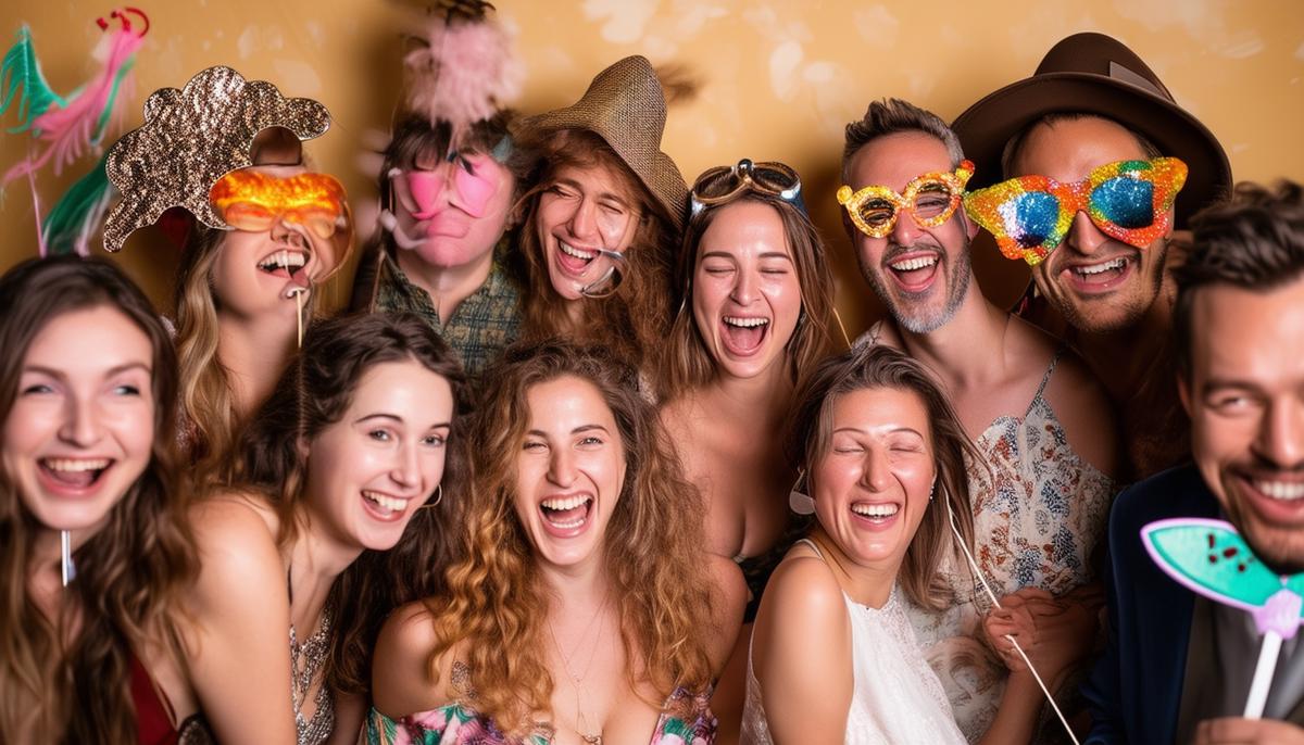 diverse group photo booth fun