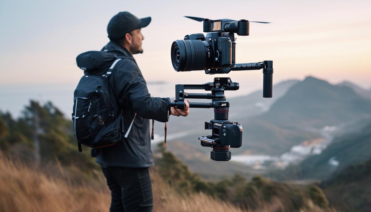 DJI Ronin RS 2 Gimbal Stabilizer holding a professional camera