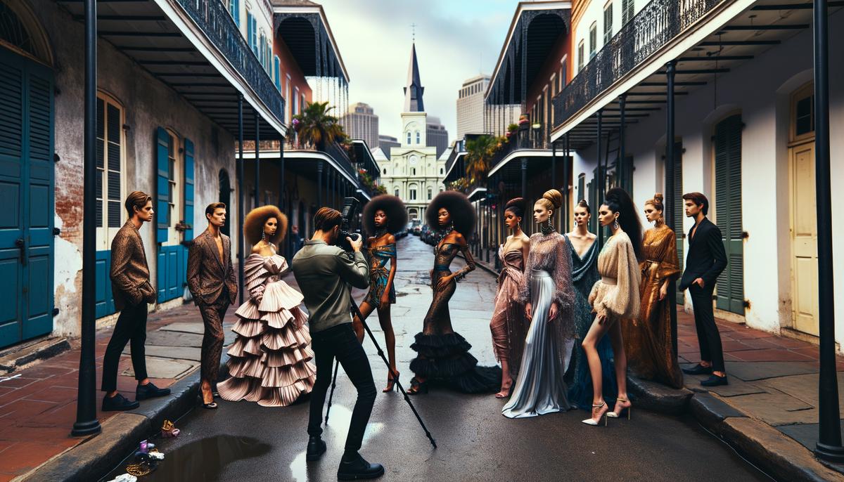 Fashion photographer Eduardo Benitez directing a photoshoot in the French Quarter
