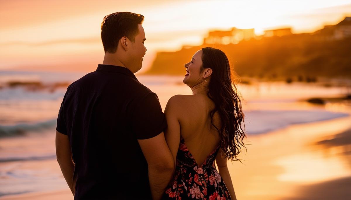 A San Diego engagement photographer capturing a couple on the beach at sunset