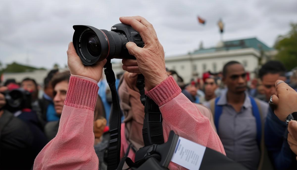 A photographer maintaining ethical standards while capturing a sensitive political moment