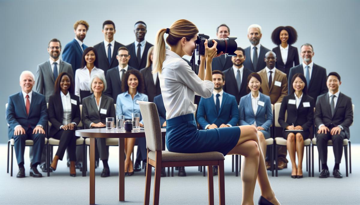 Event photographer capturing a formal group shot at an annual meeting