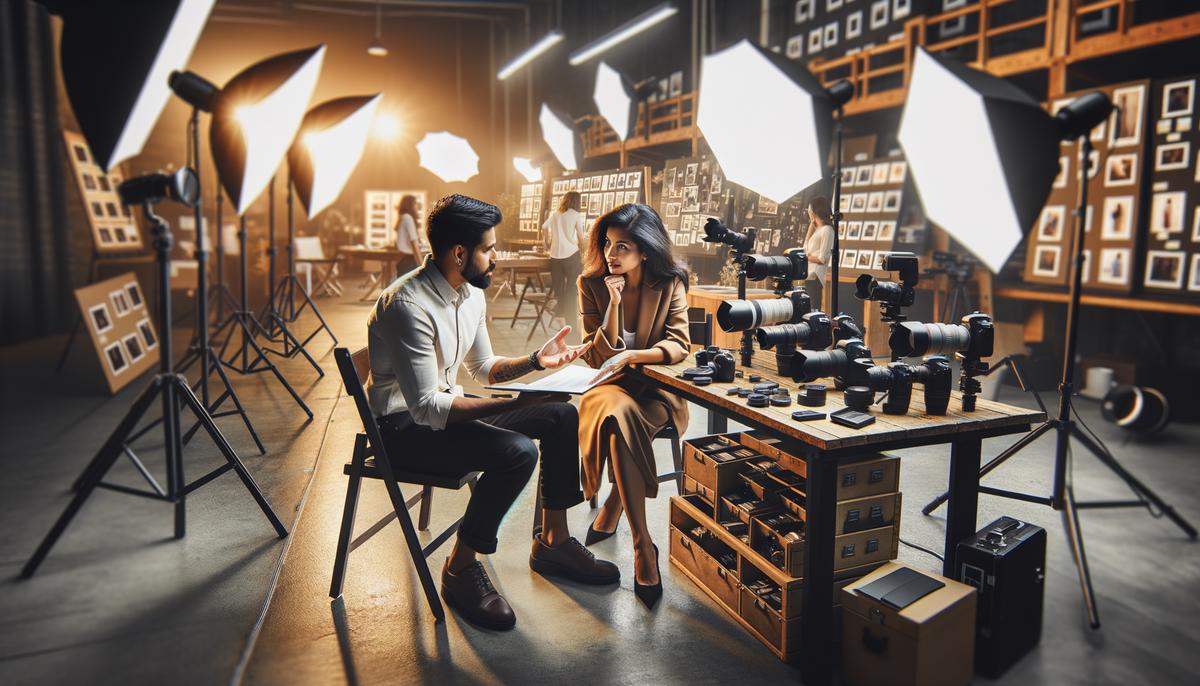 An event planner discussing requirements with a photographer in Denver