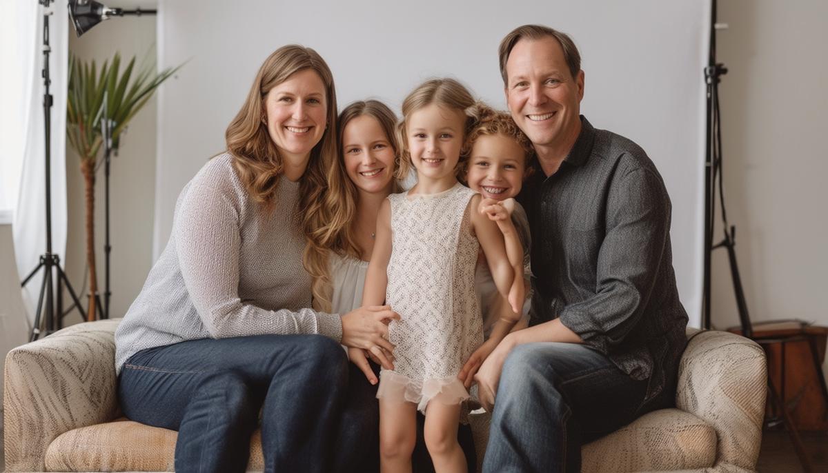 A family having their portrait taken in an East Village photography studio