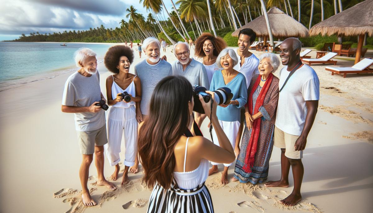 A photographer capturing candid moments of a family reunion on a Palm Beach