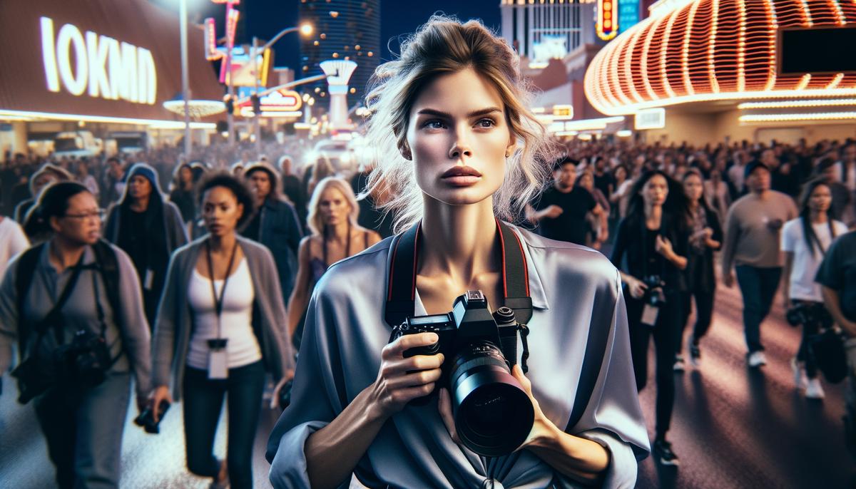 A fashion photographer navigates the unique challenges of shooting in Las Vegas, such as managing crowds and adapting to changing light conditions.