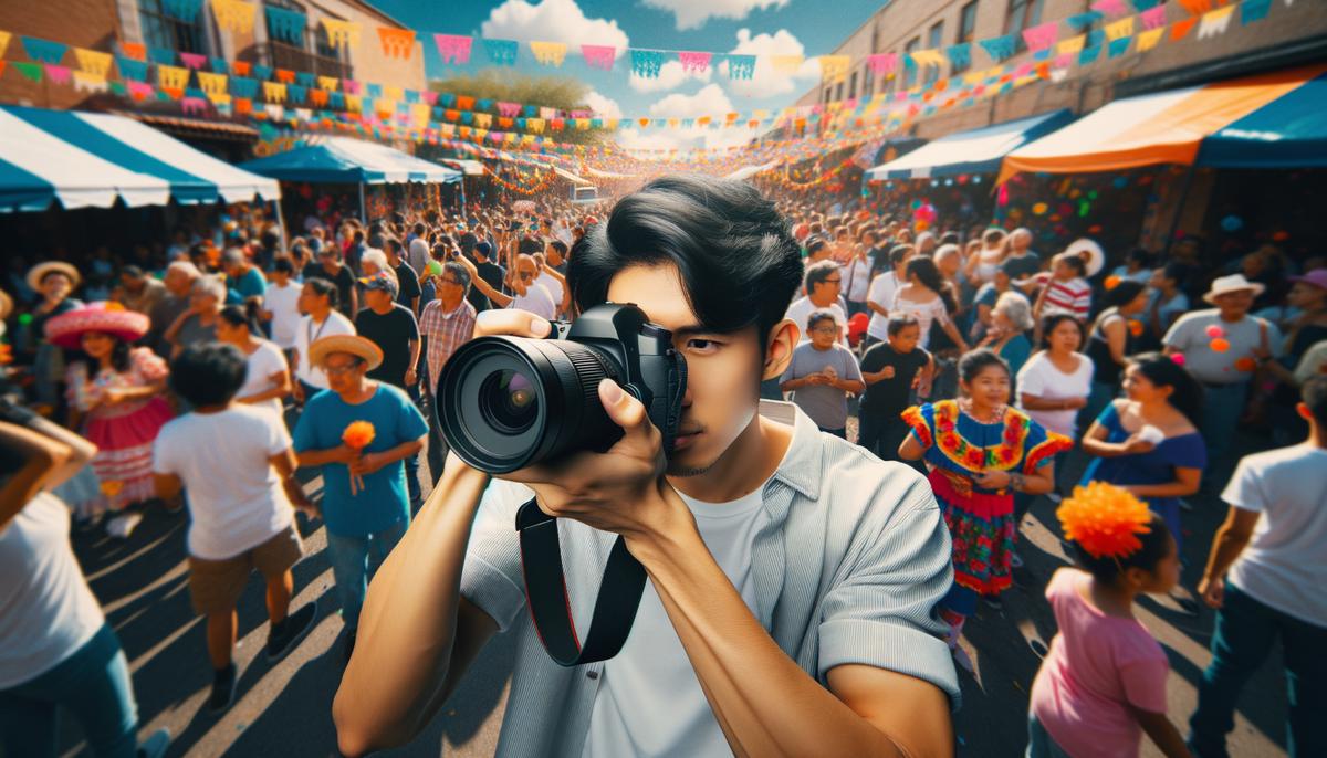 A photographer captures the action at Fiesta San Antonio, demonstrating key techniques for festival photography such as adjusting camera settings and finding unique angles.