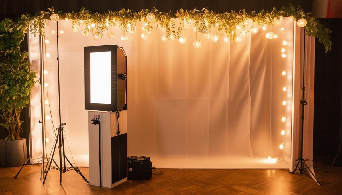 A Flashbulb Memories photo booth setup with high-tech equipment and interactive features