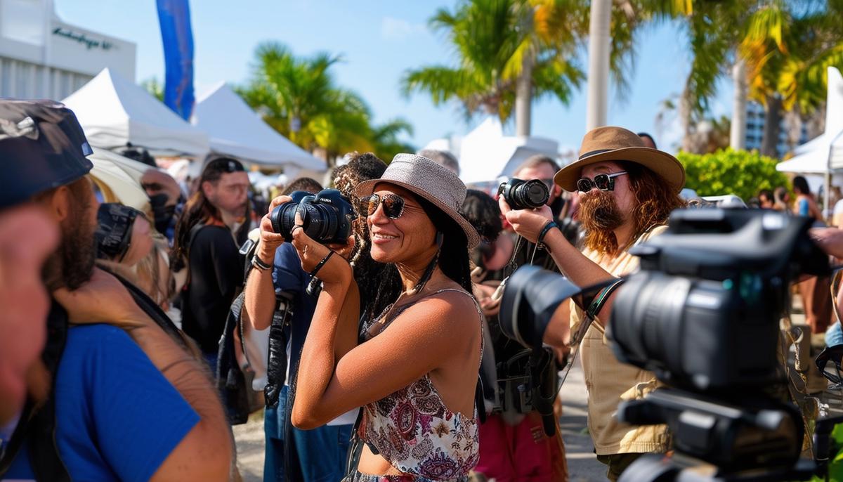 A lively scene from the FOTOfusion Festival in West Palm Beach with photographers and enthusiasts